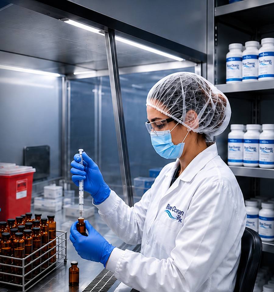 Blue Ocean Rx pharmacist in a cleanroom